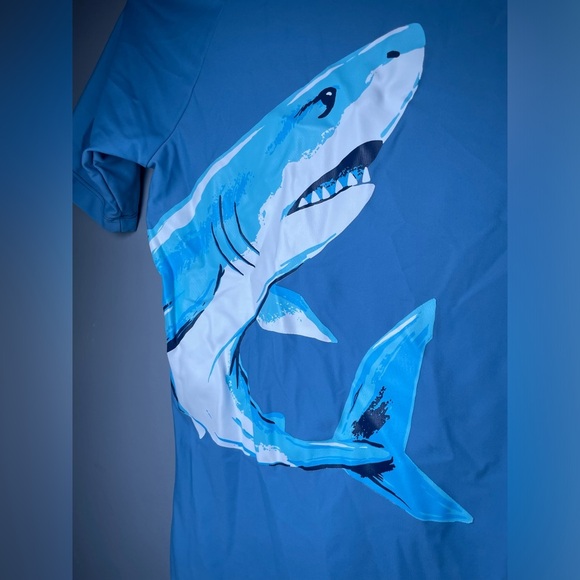 Hatley 10 Boys Rashguard Large Blue Short Sleeve Swim Tops Tshirt Vacation Beach - Picture 6 of 6